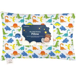 imageToddler Pillow with Pillowcase  13x18 My Little Dreamy Kids Travel Bed Pillows for Sleeping Organic Cotton Small Pillowcase Soft ampamp Breathable Machine Washable Toddlers 25 Years Old Soft WhiteHappy Dino