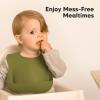 imageKeaBabies 2Pack Silicone Baby Bibs for Eating  Sturdy FoodGrade Silicone Bibs for Babies Girl Boy Large Food Catcher Clean ampamp Put On Easily Waterproof Toddler Feeding Essentials ButterfliesOlives