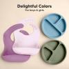 imageKeaBabies 2Pack Silicone Baby Bibs for Eating  Sturdy FoodGrade Silicone Bibs for Babies Girl Boy Large Food Catcher Clean ampamp Put On Easily Waterproof Toddler Feeding Essentials ButterfliesAmethyst