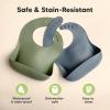 imageKeaBabies 2Pack Silicone Baby Bibs for Eating  Sturdy FoodGrade Silicone Bibs for Babies Girl Boy Large Food Catcher Clean ampamp Put On Easily Waterproof Toddler Feeding Essentials ButterfliesSlate