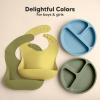 imageKeaBabies 2Pack Silicone Baby Bibs for Eating  Sturdy FoodGrade Silicone Bibs for Babies Girl Boy Large Food Catcher Clean ampamp Put On Easily Waterproof Toddler Feeding Essentials ButterfliesOlives