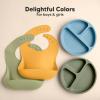 imageKeaBabies 2Pack Silicone Baby Bibs for Eating  Sturdy FoodGrade Silicone Bibs for Babies Girl Boy Large Food Catcher Clean ampamp Put On Easily Waterproof Toddler Feeding Essentials ButterfliesForest