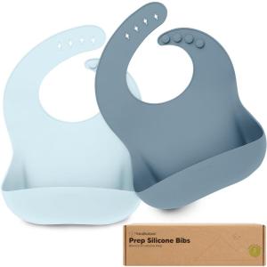 imageKeaBabies 2Pack Silicone Baby Bibs for Eating  Sturdy FoodGrade Silicone Bibs for Babies Girl Boy Large Food Catcher Clean ampamp Put On Easily Waterproof Toddler Feeding Essentials ButterfliesOcean