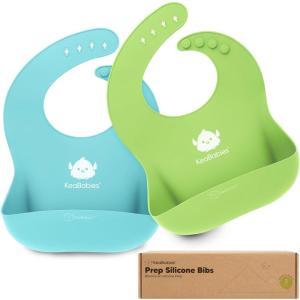 imageKeaBabies 2Pack Silicone Baby Bibs for Eating  Sturdy FoodGrade Silicone Bibs for Babies Girl Boy Large Food Catcher Clean ampamp Put On Easily Waterproof Toddler Feeding Essentials ButterfliesCloud Nine