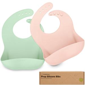 imageKeaBabies 2Pack Silicone Baby Bibs for Eating  Sturdy FoodGrade Silicone Bibs for Babies Girl Boy Large Food Catcher Clean ampamp Put On Easily Waterproof Toddler Feeding Essentials ButterfliesMellow