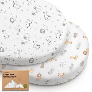 image2pk Waterproof Bassinet Sheets Girls Boys Cotton  33x17 Universal Bassinet Mattress Pad Protector Cover Compatible with GracoBaby DelightChiccoHalo Bassinest Swivel Sleeper Fitted WoodlandKeasafari