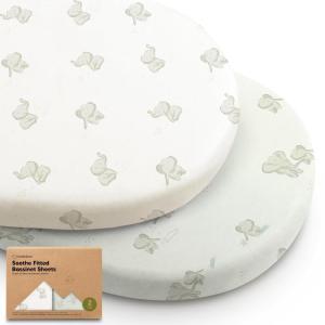 image2pk Waterproof Bassinet Sheets Girls Boys Cotton  33x17 Universal Bassinet Mattress Pad Protector Cover Compatible with GracoBaby DelightChiccoHalo Bassinest Swivel Sleeper Fitted WoodlandElly