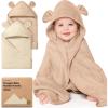 imageKeaBabies 2Pack Hooded Baby Towels for Newborn  30x30 Soft ampamp Absorbent Viscose from Bamboo Baby Bath Towels with Hood for Infant ToddlerKidsBoys GirlsNewborn Bath Essentials Almond Petite