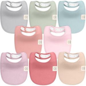 image8Pack Organic Baby Bibs for Girls Boys  Quilted Cotton Cloth Baby Drool Bibs for Drooling and Teething Toddler Newborn Infant Soft ampamp Super Absorbent DriftwoodMuted Pastel