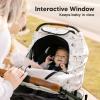imageBaby Car Seat Cover for Boys Girls  Breathable Infant Carseat Canopy for Winter Rain Universal Stretchy Fit Nursing Cover for Breastfeeding Newborns Super Soft Easy Access Zip Window IndigoArcadia