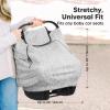 imageBaby Car Seat Cover for Boys Girls  Breathable Infant Carseat Canopy for Winter Rain Universal Stretchy Fit Nursing Cover for Breastfeeding Newborns Super Soft Easy Access Zip Window IndigoHerringbone
