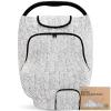 imageBaby Car Seat Cover for Boys Girls  Breathable Infant Carseat Canopy for Winter Rain Universal Stretchy Fit Nursing Cover for Breastfeeding Newborns Super Soft Easy Access Zip Window IndigoHerringbone