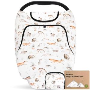 imageBaby Car Seat Cover for Boys Girls  Breathable Infant Carseat Canopy for Winter Rain Universal Stretchy Fit Nursing Cover for Breastfeeding Newborns Super Soft Easy Access Zip Window IndigoArcadia