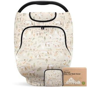 imageBaby Car Seat Cover for Boys Girls  Breathable Infant Carseat Canopy for Winter Rain Universal Stretchy Fit Nursing Cover for Breastfeeding Newborns Super Soft Easy Access Zip Window IndigoWildwood