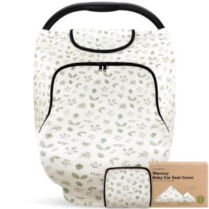 imageBaby Car Seat Cover for Boys Girls  Breathable Infant Carseat Canopy for Winter Rain Universal Stretchy Fit Nursing Cover for Breastfeeding Newborns Super Soft Easy Access Zip Window IndigoLaurel