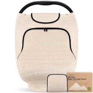 imageBaby Car Seat Cover for Boys Girls  Breathable Infant Carseat Canopy for Winter Rain Universal Stretchy Fit Nursing Cover for Breastfeeding Newborns Super Soft Easy Access Zip Window IndigoSara