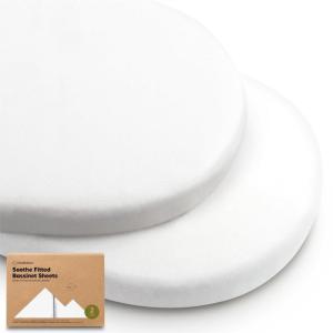 image2Pack Organic Bassinet Sheets for Girls Boys  100 Cotton Bassinet Mattress Sheets Compatible with Halo Bassinest Swivel Sleeper GracoBaby DelightChiccoUnisex Fitted Bassinet Sheets SavannahSoft White
