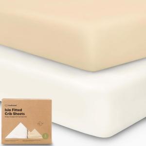 imageKeaBabies 2Pack Baby Crib Sheets for Boys Girls  52x28 Viscose Derived from Bamboo Toddler Bed Sheets Neutral Fitted Crib Mattress Cover for Standard Baby Bedding Soft ampamp Cozy Beach DayKhaki