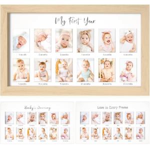 imageMy First Year Photo Frame12 Months Baby Picture Frame for Newborn GirlBoyBaby Shower Gifts KeepsakesMonthly Babys One Year Birthday Milestone1st Nursery Photo Collage Display BoardAlpine WhiteAsh Wood
