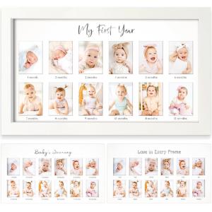imageMy First Year Photo Frame12 Months Baby Picture Frame for Newborn GirlBoyBaby Shower Gifts KeepsakesMonthly Babys One Year Birthday Milestone1st Nursery Photo Collage Display BoardAlpine WhiteAlpine White