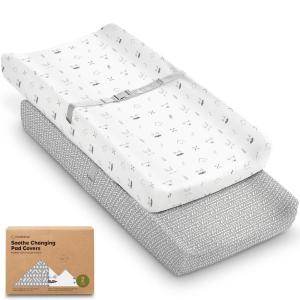 image2Pack Organic Changing Pad Covers for Girl Boy Neutral  100 Cotton Changing Table Pad Cover Soft Baby Nursery Diaper Changing Pad Sheets Contour Changing Pads Liners Change Pad Cover FoxtrotNordic