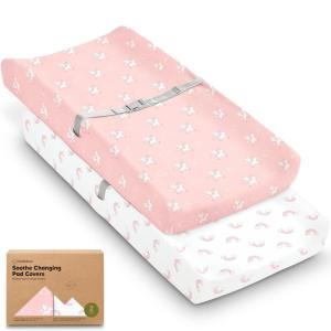 image2Pack Organic Changing Pad Covers for Girl Boy Neutral  100 Cotton Changing Table Pad Cover Soft Baby Nursery Diaper Changing Pad Sheets Contour Changing Pads Liners Change Pad Cover FoxtrotDreamland