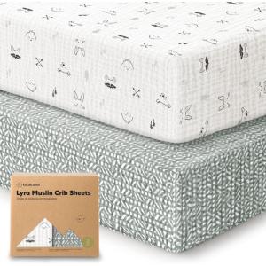 imageKeaBabies 2Pack Muslin Crib Sheets for Boys Girls  100 Organic Cotton Fitted Baby Crib Mattress Sheet Soft Breathable Standard Toddler Bed Cover Bedding Set Neutral Durable 52x28 Soft WhiteNordic