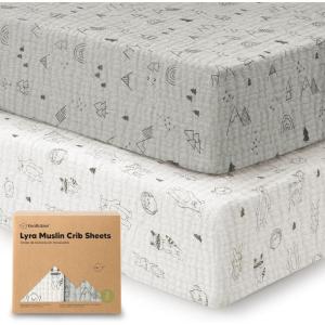 imageKeaBabies 2Pack Muslin Crib Sheets for Boys Girls  100 Organic Cotton Fitted Baby Crib Mattress Sheet Soft Breathable Standard Toddler Bed Cover Bedding Set Neutral Durable 52x28 Soft WhiteWoodland