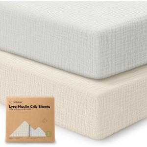 imageKeaBabies 2Pack Muslin Crib Sheets for Boys Girls  100 Organic Cotton Fitted Baby Crib Mattress Sheet Soft Breathable Standard Toddler Bed Cover Bedding Set Neutral Durable 52x28 Soft WhiteGreige