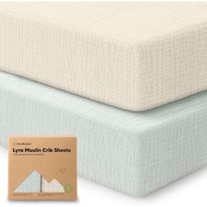 imageKeaBabies 2Pack Muslin Crib Sheets for Boys Girls  100 Organic Cotton Fitted Baby Crib Mattress Sheet Soft Breathable Standard Toddler Bed Cover Bedding Set Neutral Durable 52x28 Soft WhiteWillow