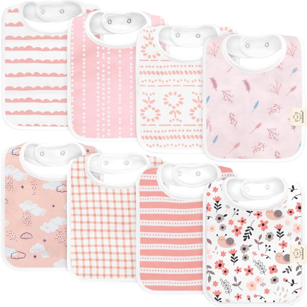 imageKeaBabies 8Pack Organic Baby Bibs for Boys Girls  Super Absorbent Cotton Drool Bibs for Baby Girl ampamp Boy Teething Toddler Drooling Newborn Ultra Soft ampamp Machine Washable BlushSweet Charm