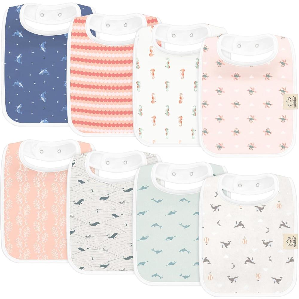 imageKeaBabies 8Pack Organic Baby Bibs for Boys Girls  Super Absorbent Cotton Drool Bibs for Baby Girl ampamp Boy Teething Toddler Drooling Newborn Ultra Soft ampamp Machine Washable BlushMarine Muse