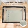 image2Pack Pack and Play Sheets Waterproof Mini Crib Sheets Fitted  Organic Cotton Pack N Play Sheets for Graco Pack and Play Mattress Playard Baby Crib Sheets Neutral for Boy Girl Toddler HerbLichen