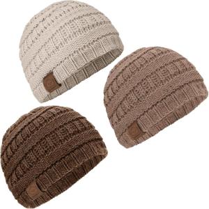 imageKeaBabies 3Pack Baby Beanies for Boys Girls  Stretchy Knit Baby Hats Cute NewbornPecan