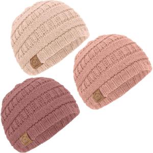 imageKeaBabies 3Pack Baby Beanies for Boys Girls  Stretchy Knit Baby Hats Cute NewbornTea Rose